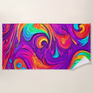 Colourful World: Flowy Patterns Beach Towel