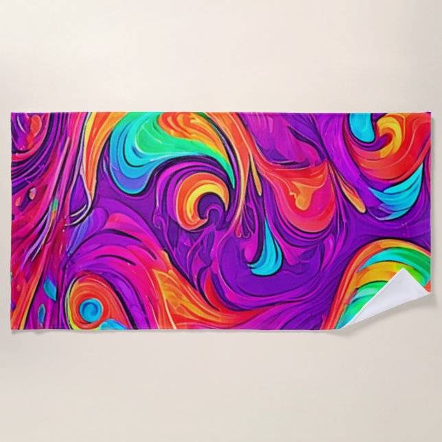 Colourful World: Flowy Patterns Beach Towel (Front)