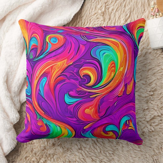 Colourful World: Flowy Patterns Throw Pillow (Blanket)