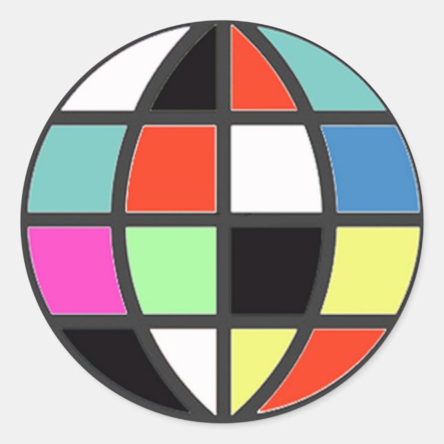 colourful world globe classic round sticker (Front)