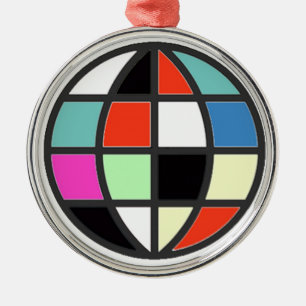 colourful world globe metal ornament