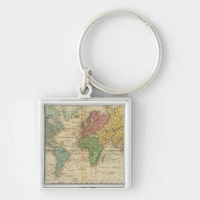 Colourful World Map Keychain (Front)