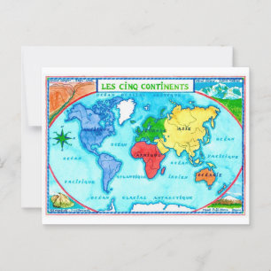 Colourful World Map Postcard