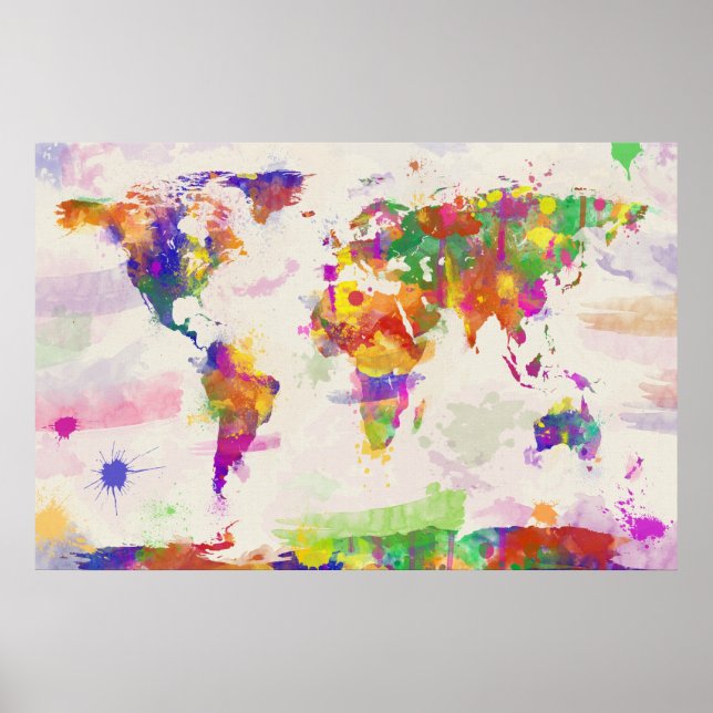 Colourful World Map Poster (Front)