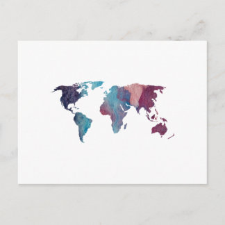 Colourful World Map Silhouette Postcard