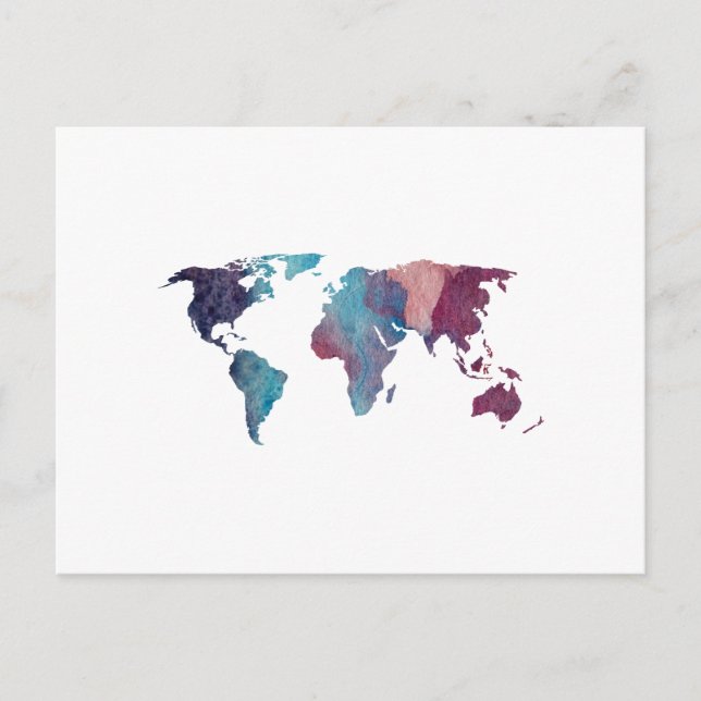 Colourful World Map Silhouette Postcard (Front)