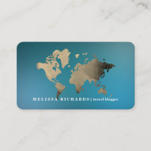 Colourful World Map Travel Blog Business Card