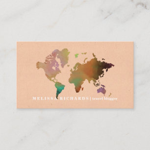 Colourful World Map Travel Blog Business Card