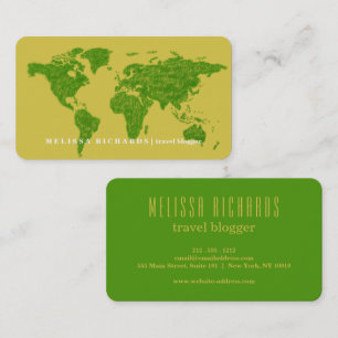 Colourful World Map Travel Blog Business Card