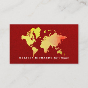 Colourful World Map Travel Blog Business Card