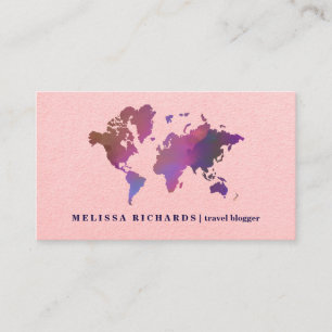 Colourful World Map Travel Blog Business Card