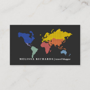 Colourful World Map Travel  Blog Business Card
