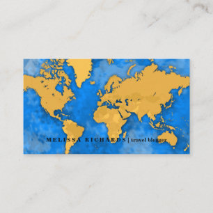 Colourful World Map Travel  Blog Business Card