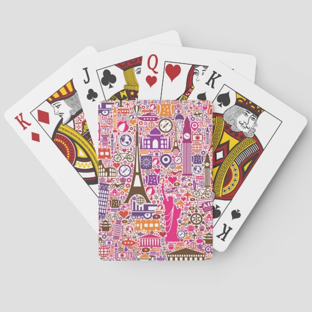 Colourful World Pattern Playing Cards (Back)