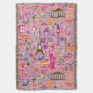Colourful World Pattern Throw Blanket