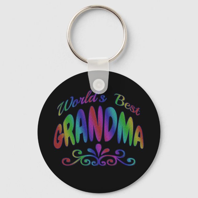 Colourful World's Best Grandma Key Ring (Front)