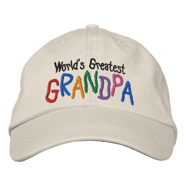 Colourful World's Greatest Grandpa Embroidered Hat (Front)