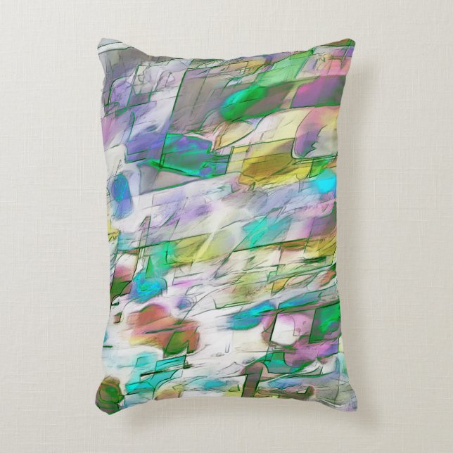 Colourful worn, fray between matte and satin accent pillow (Front(Vertical))