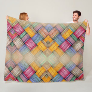 Colourful Woven Basketry Pattern Fleece Blanket