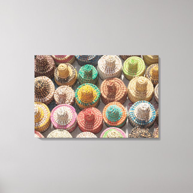Colourful Woven Hats Canvas Print (Front)