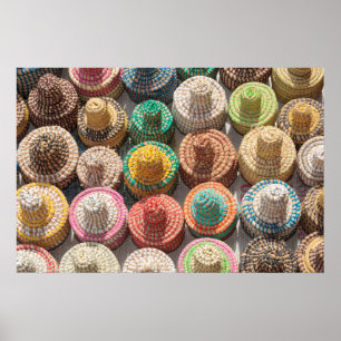 Colourful Woven Hats Poster