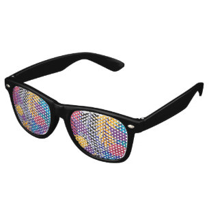 Colourful wrapping paper featuring creative floral retro sunglasses