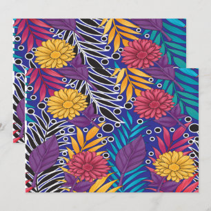 Colourful wrapping paper featuring creative floral thank you card