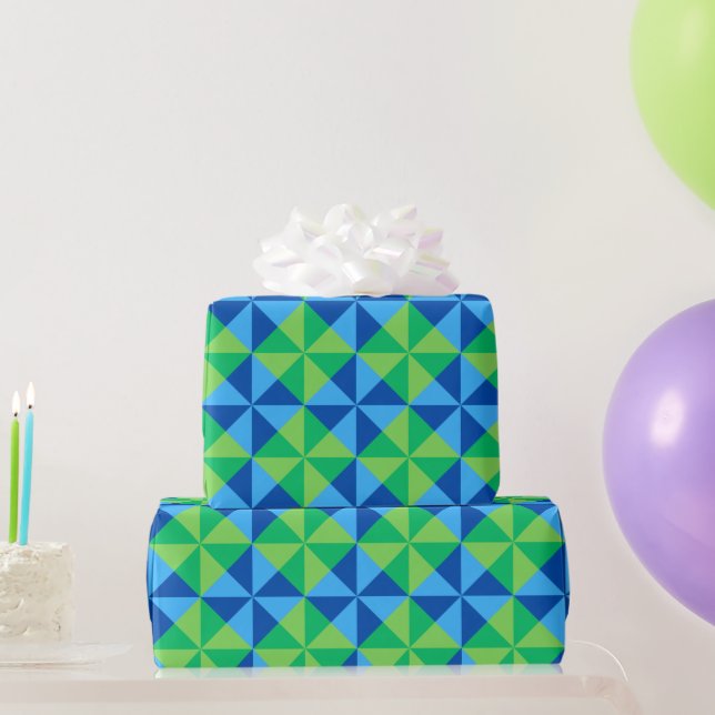Colourful wrapping paper in blue and green (Party Gifts)
