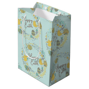 Colourful Wreath of Joyful Chicks Eggs and Greetin Medium Gift Bag
