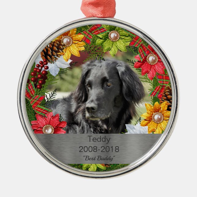 Colourful Wreath Pet Metal Ornament (Front)