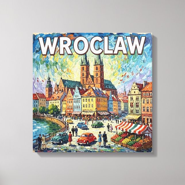 Colourful Wroclaw Cathedral Square Canvas Print (Front)