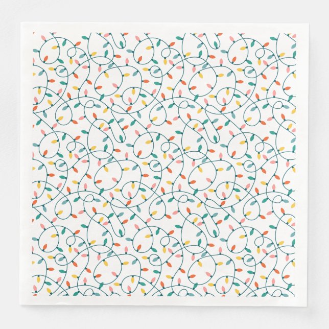 Colourful Xmas Lights Pattern Festive Christmas Napkin (Front)