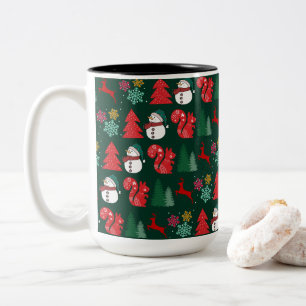Colourful Xmas Vibes Pattern Two-Tone Coffee Mug