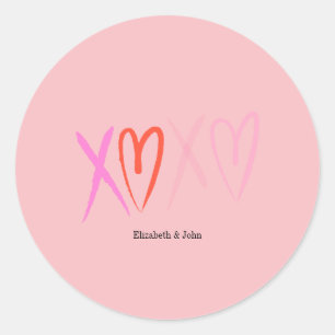 Colourful "XOXO" Hearts Valentine's Day   Classic Round Sticker