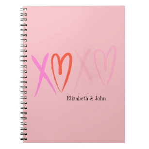 Colourful "XOXO" Hearts Valentine's Day   Notebook