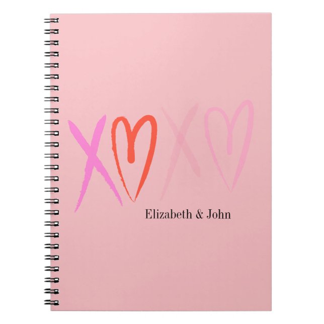 Colourful "XOXO" Hearts Valentine's Day   Notebook (Front)