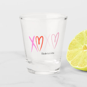 Colourful "XOXO" Hearts Valentine's Day Shot Glass