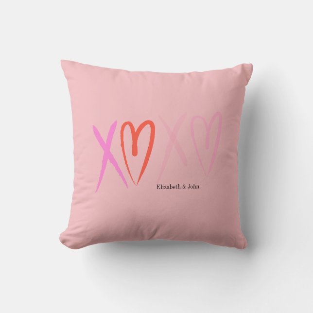 Colourful "XOXO" Hearts Valentine's Day   Throw Pillow (Front)