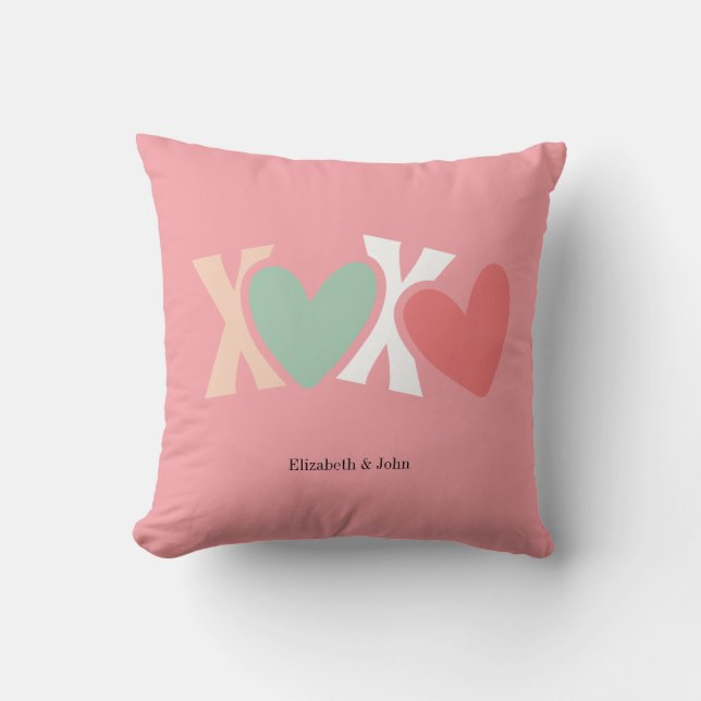 Colourful "XOXO" Valentine's Day   Throw Pillow (Front)