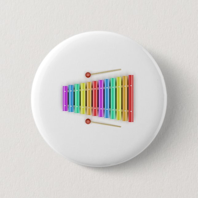 Colourful xylophone with mallets 2 inch round button (Front)