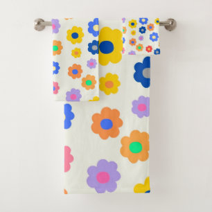 Colourful Y2K Small Flower Indie Pattern Bath Towel Set