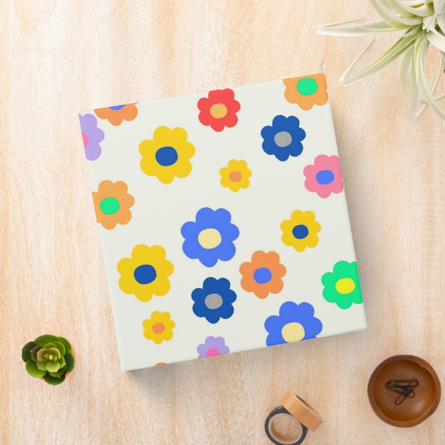 Colourful Y2K Small Flower Indie Pattern Binder (In Situ)