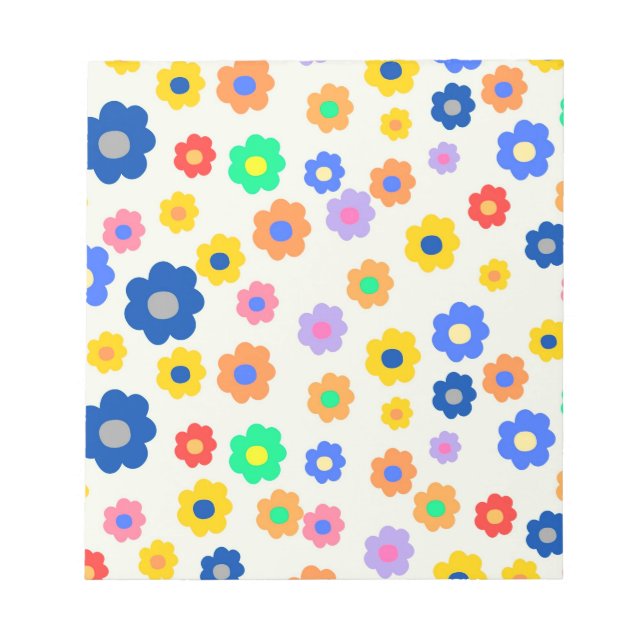 Colourful Y2K Small Flower Indie Pattern Notepad (Front)