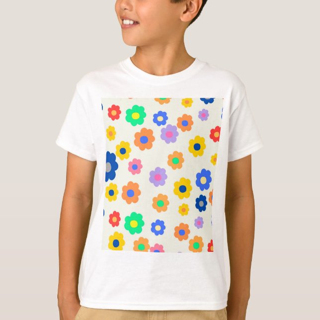 Colourful Y2K Small Flower Indie Pattern T-Shirt (Front)
