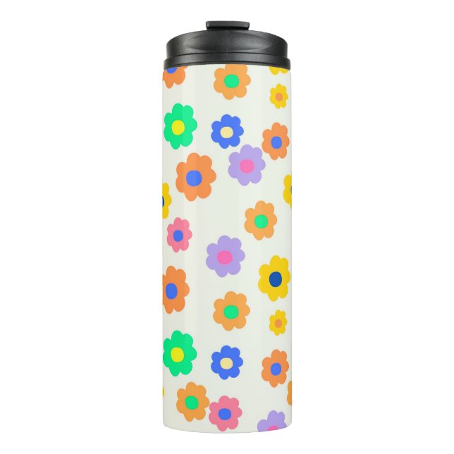 Colourful Y2K Small Flower Indie Pattern Thermal Tumbler (Front)