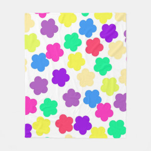 Colourful Y2K Vibrant Wildflower Bold Retro Spring Fleece Blanket