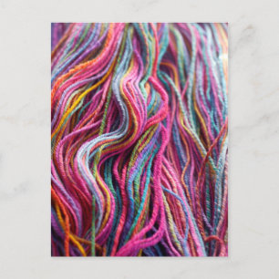 Colourful Yarn Magenta Pink Knitting Postcard