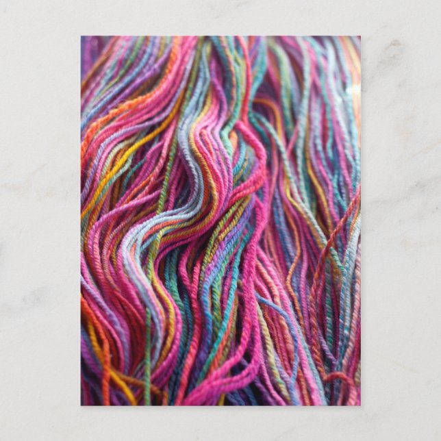 Colourful Yarn Magenta Pink Knitting Postcard (Front)
