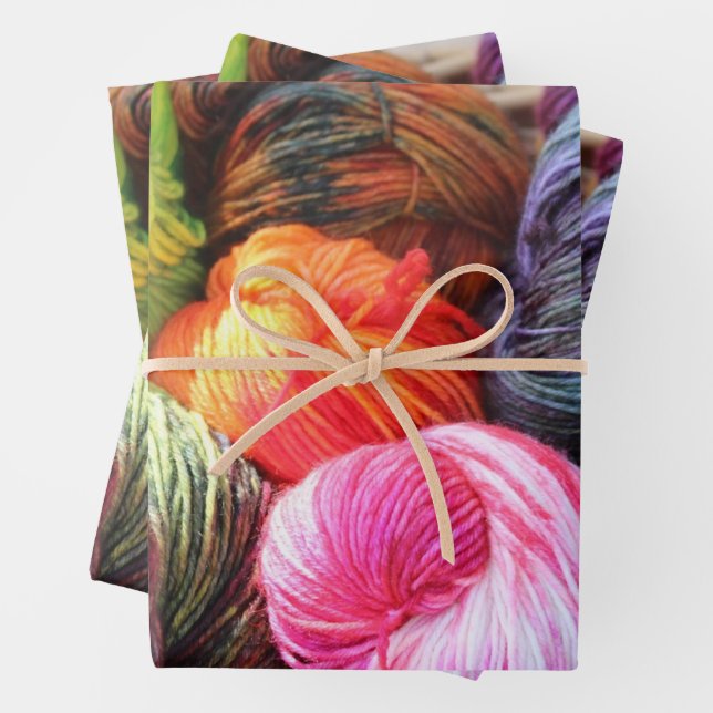 Colourful Yarn Skeins for Knitting, Crochet   Wrapping Paper Sheet (In situ)