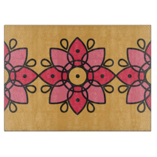colourful yellow and pink design for home cutting board
